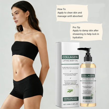 Hydrating Collagen Oil for Body & After Shower | Visible Anti-Aging Moisturizer for Women & Men, Lightweight Non-Greasy, Helps Soften Crepey Skin, 3.38 Fl Oz Avelisse