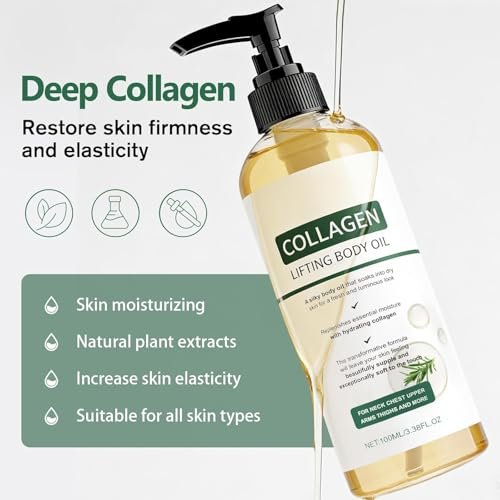 Collagen Lifting Body Oil After Shower - Hydrating Anti-Aging Moisturizer for Crepey Skin, 3.8 Fl Oz - görsel 8