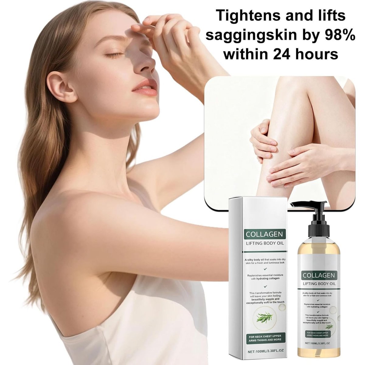 Collagen Lifting Body Oil After Shower - Hydrating Anti-Aging Moisturizer for Crepey Skin, 3.8 Fl Oz - görsel 3