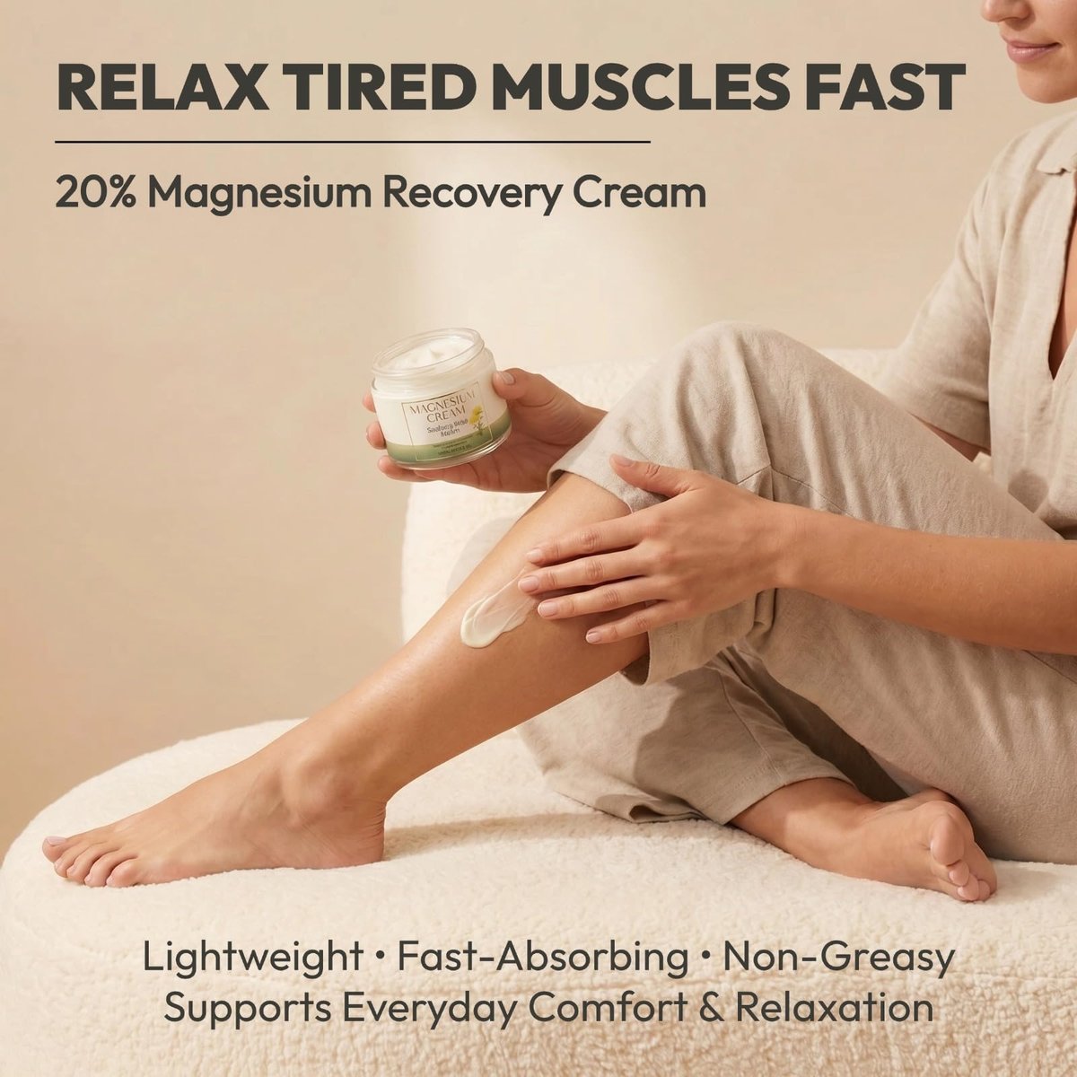 Total Soothe Magnesium Cream – Pain Relief with 20% Magnesium Chloride, MSM & Arnica, Fast-Absorbing for Muscles, Joints, Knees & Back, 1.76 oz Avelisse