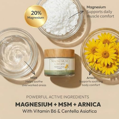 Total Soothe Magnesium Cream – Pain Relief with 20% Magnesium Chloride, MSM & Arnica, Fast-Absorbing for Muscles, Joints, Knees & Back, 1.76 oz Avelisse