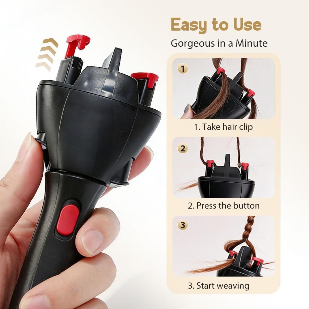 Automatic Hair Braider - Electric Hair Twister & Braid Maker for Women, DIY Hair Styling Tool (Battery Powered, Batteries Not Included) - görsel 6