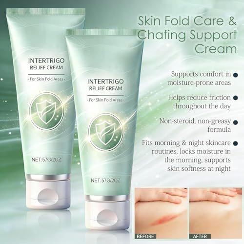 2-Pack Intertrigo Cream: Skin Fold Care & Chafing Support with Moisture Barrier, Fast-Drying Formula for Friction-Prone Areas, Soothes Irritated Skin & Reduces Friction Protection - 1 Fl Oz Each Avelisse