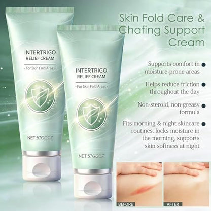 2-Pack Intertrigo Cream: Skin Fold Care & Chafing Support with Moisture Barrier, Fast-Drying Formula for Friction-Prone Areas, Soothes Irritated Skin & Reduces Friction Protection - 1 Fl Oz Each Avelisse