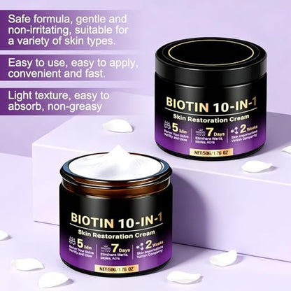 2-Pack Biotin 10-in-1 Skin Restoration Cream – 2026 Professional Wrinkle Reducer & Repair Moisturizer for All Skin Types