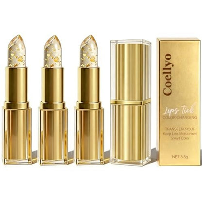 Coellyo Color Changing Lipstick - pH Adjusting Transferproof Lip Color for Mature Women, Long-Lasting Moisturizing Clear Lipstick Changes Color (3 Pack)