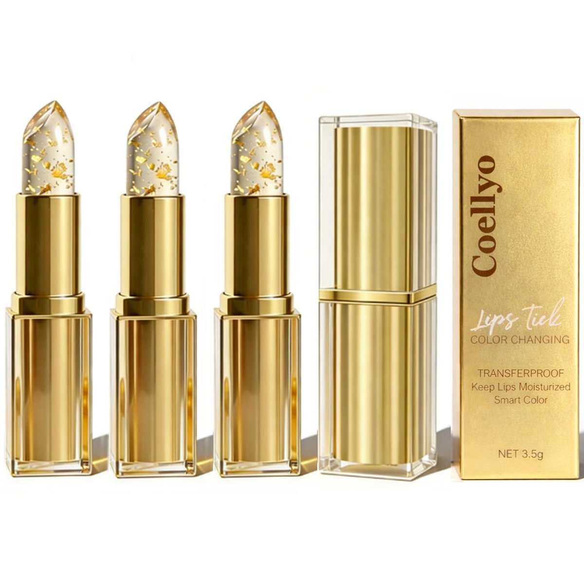 Coellyo Color Changing Lipstick - pH Adjusting Transferproof Lip Color for Mature Women, Long-Lasting Moisturizing Clear Lipstick Changes Color (3 Pack) - görsel 1