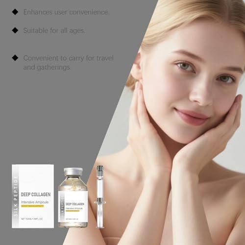 2Pcs Silk Peptide Intensive Lifting Ampoule – Deep Collagen Silk Peptide Anti-Aging Facial Serum for Face Tightening, Wrinkle Smoothing & Hydration (1.7 Fl Oz Each) Avelisse