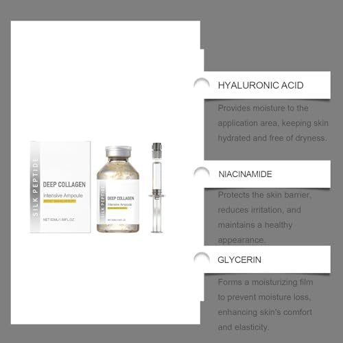 2Pcs Silk Peptide Intensive Lifting Ampoule – Deep Collagen Silk Peptide Anti-Aging Facial Serum for Face Tightening, Wrinkle Smoothing & Hydration (1.7 Fl Oz Each) Avelisse