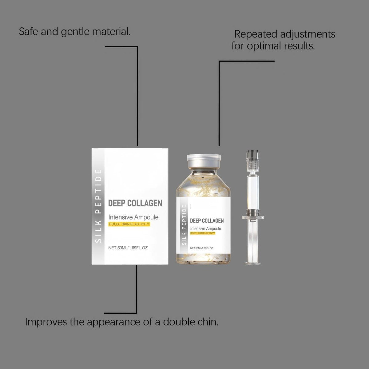 2Pcs Silk Peptide Intensive Lifting Ampoule – Deep Collagen Silk Peptide Anti-Aging Facial Serum for Face Tightening, Wrinkle Smoothing & Hydration (1.7 Fl Oz Each) Avelisse