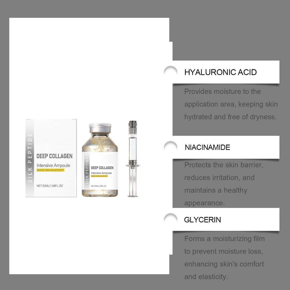 2Pcs Silk Peptide Intensive Lifting Ampoule – Deep Collagen Silk Peptide Anti-Aging Facial Serum for Face Tightening, Wrinkle Smoothing & Hydration (1.7 Fl Oz Each) Avelisse