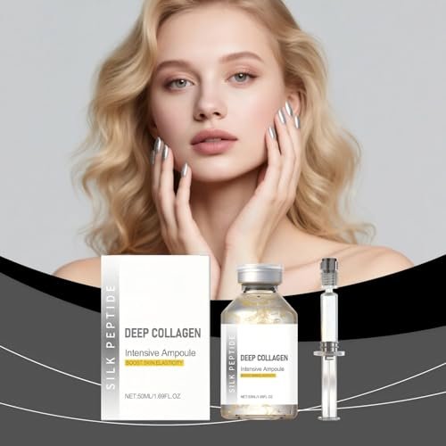 2Pcs Silk Peptide Intensive Lifting Ampoule – Deep Collagen Silk Peptide Anti-Aging Facial Serum for Face Tightening, Wrinkle Smoothing & Hydration (1.7 Fl Oz Each) Avelisse