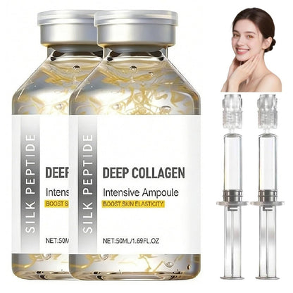 2Pcs Silk Peptide Intensive Lifting Ampoule – Deep Collagen Silk Peptide Anti-Aging Facial Serum for Face Tightening, Wrinkle Smoothing & Hydration (1.7 Fl Oz Each) Avelisse