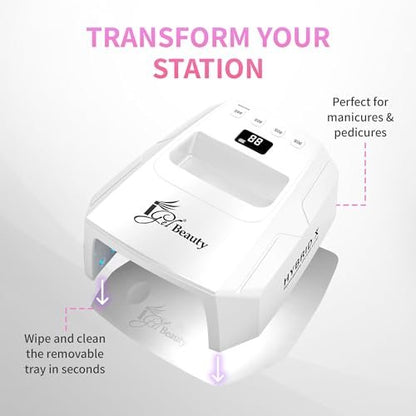 iGel Beauty Hybrid - X Nail Lamp: 48W UV/LED Wireless Rechargeable Nail Dryer with Smart Timer & Removable Tray Avelisse