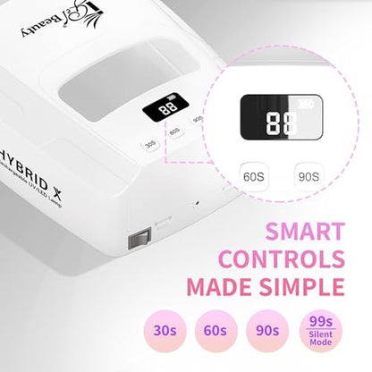 iGel Beauty Hybrid - X Nail Lamp: 48W UV/LED Wireless Rechargeable Nail Dryer with Smart Timer & Removable Tray Avelisse