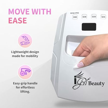 iGel Beauty Hybrid - X Nail Lamp: 48W UV/LED Wireless Rechargeable Nail Dryer with Smart Timer & Removable Tray Avelisse