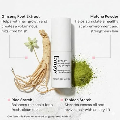 L'ANGE HAIR Sky Lift Non-Aerosol Dry Shampoo Powder - Matcha & Ginseng, No White Residue, Absorbs Oil, Volumizes & Lifts Avelisse
