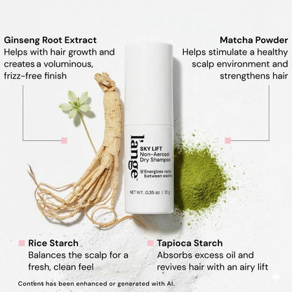 L'ANGE HAIR Sky Lift Non-Aerosol Dry Shampoo Powder - Matcha & Ginseng, No White Residue, Absorbs Oil, Volumizes & Lifts Avelisse