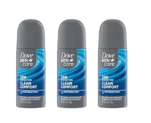 Dove Men+Care Antiperspirant Deodorant Dry Spray, Clean Comfort Scent, 72-Hour Sweat & Odor Protection, Travel Size 1 oz (3 Pack) Avelisse