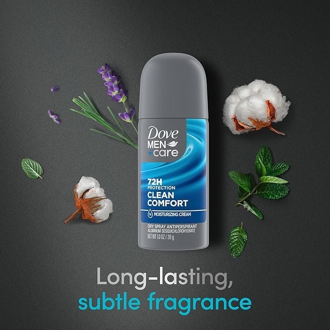Dove Men+Care Antiperspirant Deodorant Dry Spray, Clean Comfort Scent, 72-Hour Sweat & Odor Protection, Travel Size 1 oz (3 Pack) Avelisse