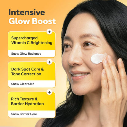GLAM UP VitaSnow Toning Cream for Face - Dark Spot Corrector & Glow Boost Moisturizer with Vitamin C & Kakadu Plum, Anti-Aging Barrier Hydration for Sensitive Skin, 1.69 fl. oz