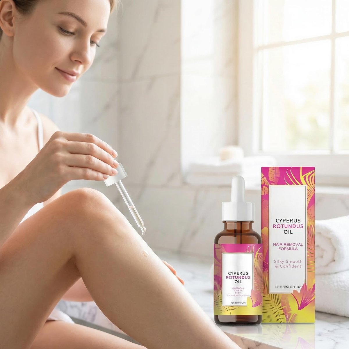 Natural Hair Removal Oil & Inhibitor – Cyperus Rotundus Oil to Slow Body Hair Growth for Women & Men, Soothes Skin, 60ml, All Skin Types Avelisse