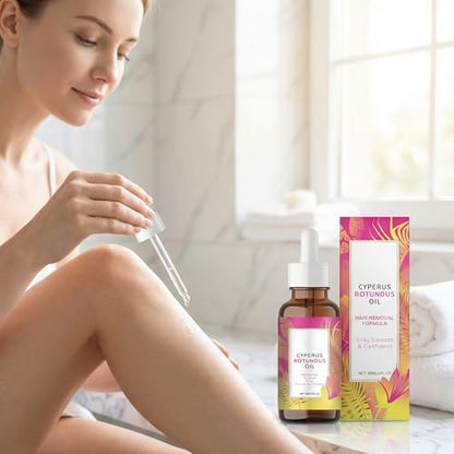 Natural Hair Removal Oil & Inhibitor – Cyperus Rotundus Oil to Slow Body Hair Growth for Women & Men, Soothes Skin, 60ml, All Skin Types Avelisse