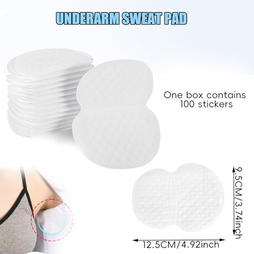 Ayland Armpit Sweat Pads, 100 Pack Disposable Underarm Sweat Pads for Women and Men, Fight Hyperhidrosis, Non-Visible Comfort Protection Avelisse