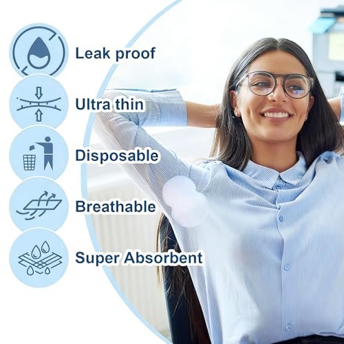 Ayland Armpit Sweat Pads, 100 Pack Disposable Underarm Sweat Pads for Women and Men, Fight Hyperhidrosis, Non-Visible Comfort Protection Avelisse