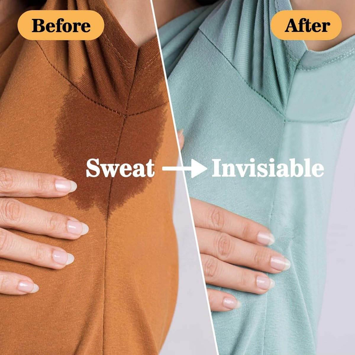 Ayland Armpit Sweat Pads, 100 Pack Disposable Underarm Sweat Pads for Women and Men, Fight Hyperhidrosis, Non-Visible Comfort Protection Avelisse