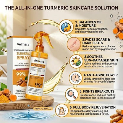 Exfoliating Turmeric Spray with Keratin Care Acid - 2026 New Korean Skincare Peeling Solution for All Skin Types (6-Pack) Avelisse