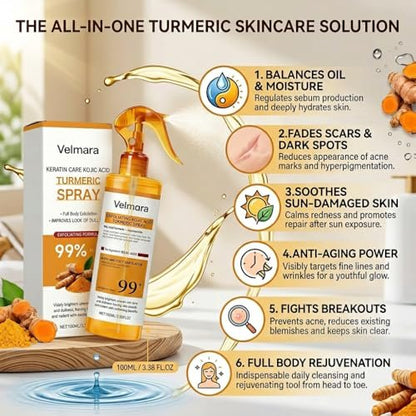 Exfoliating Turmeric Spray with Keratin Care Acid - 2026 New Korean Skincare Peeling Solution for All Skin Types (6-Pack) Avelisse