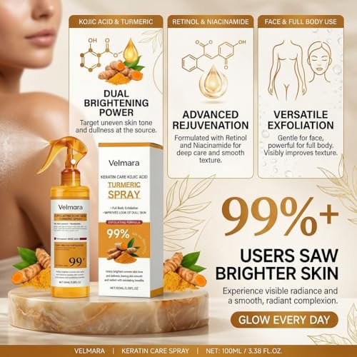 Exfoliating Turmeric Spray with Keratin Care Acid - 2026 New Korean Skincare Peeling Solution for All Skin Types (6-Pack) Avelisse
