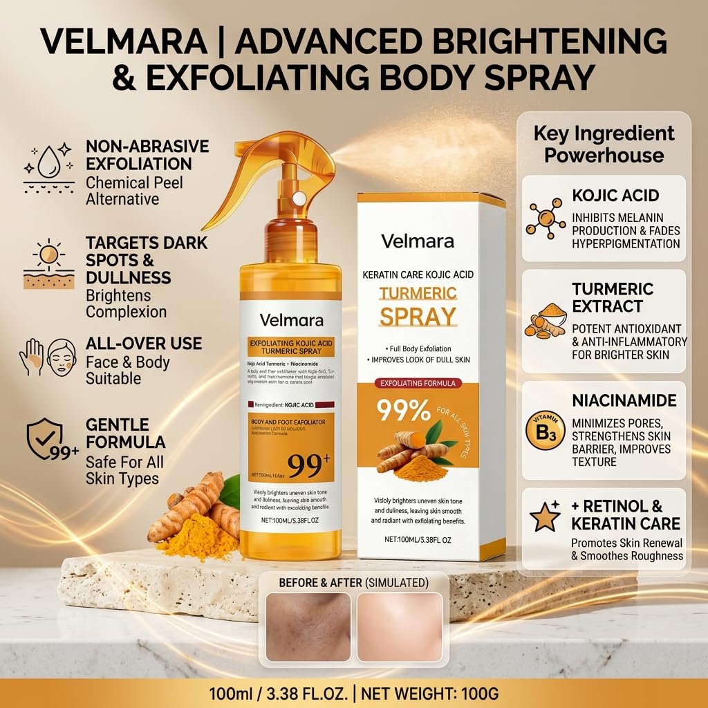 Exfoliating Turmeric Spray with Keratin Care Acid - 2026 New Korean Skincare Peeling Solution for All Skin Types (6-Pack) Avelisse