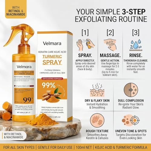 Exfoliating Turmeric Spray with Keratin Care Acid - 2026 New Korean Skincare Peeling Solution for All Skin Types (6-Pack) Avelisse