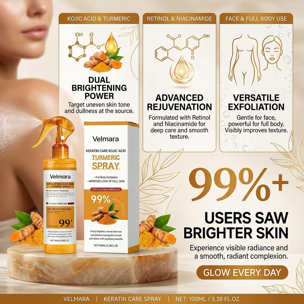 Exfoliating Turmeric Spray with Keratin Care Acid - 2026 New Korean Skincare Peeling Solution for All Skin Types (6-Pack) Avelisse