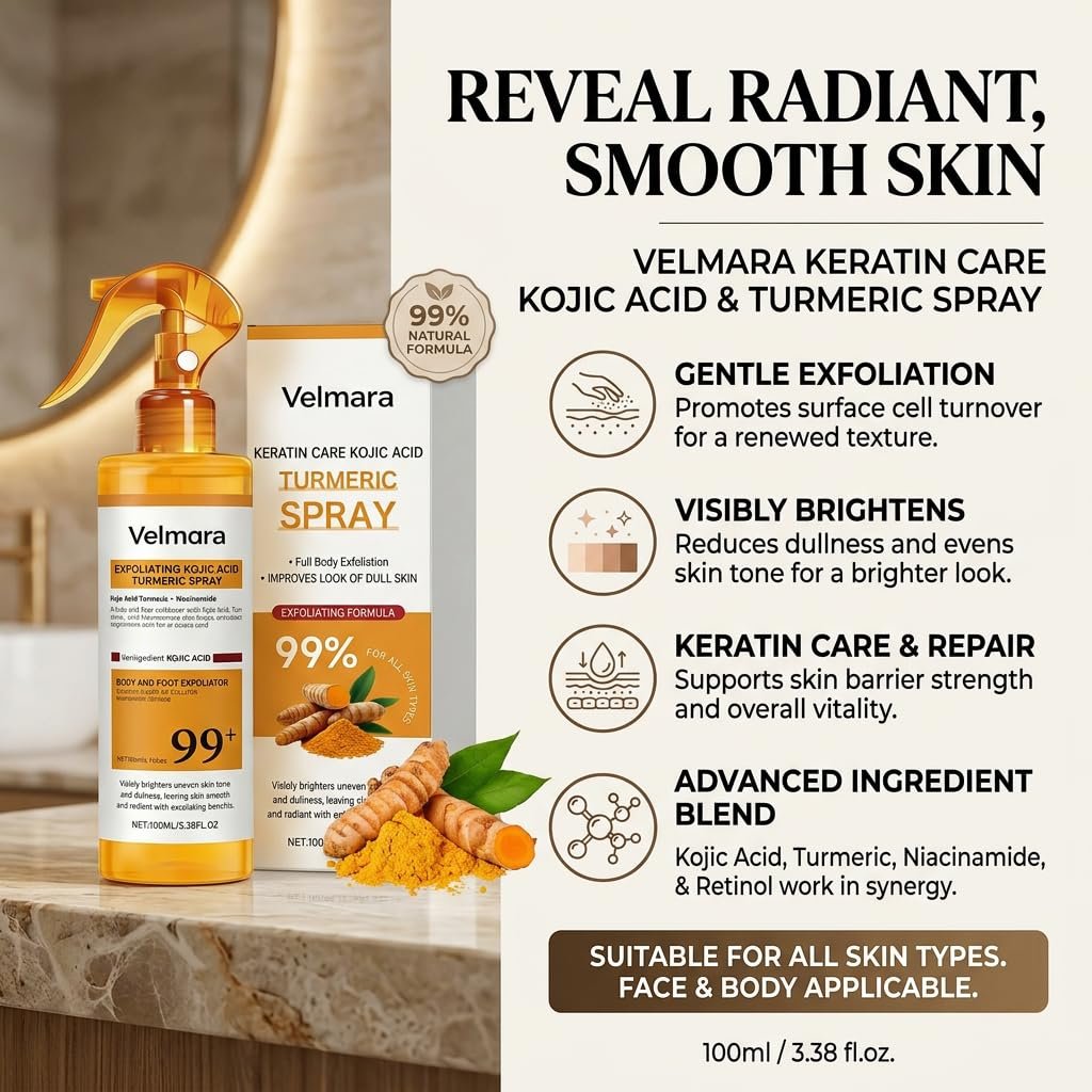 Exfoliating Turmeric Spray with Keratin Care Acid - 2026 New Korean Skincare Peeling Solution for All Skin Types (6-Pack) Avelisse