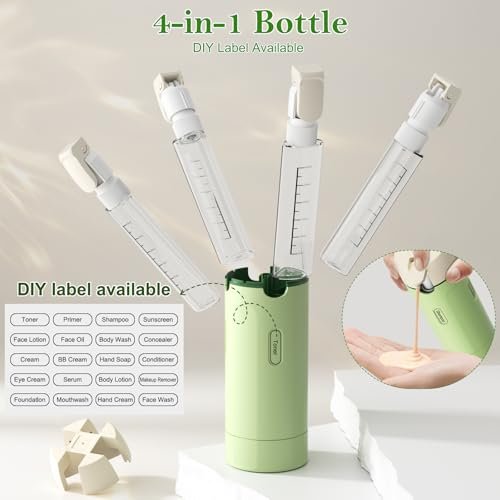 4-in-1 Refillable Travel Dispenser Set – Leak-Proof Portable Toiletry Bottles for Shampoo, Conditioner & More Avelisse