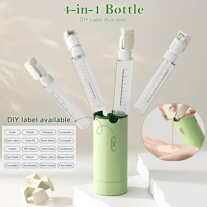4-in-1 Refillable Travel Dispenser Set – Leak-Proof Portable Toiletry Bottles for Shampoo, Conditioner & More Avelisse