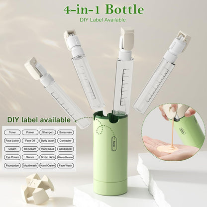 4-in-1 Refillable Travel Dispenser Set – Leak-Proof Portable Toiletry Bottles for Shampoo, Conditioner & More Avelisse