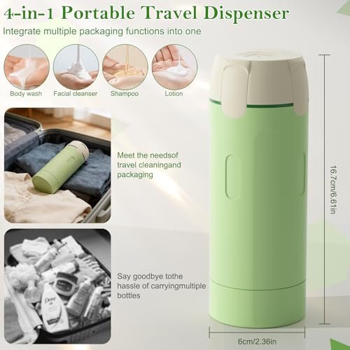 4-in-1 Refillable Travel Dispenser Set – Leak-Proof Portable Toiletry Bottles for Shampoo, Conditioner & More Avelisse