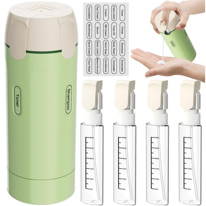 4-in-1 Refillable Travel Dispenser Set – Leak-Proof Portable Toiletry Bottles for Shampoo, Conditioner & More Avelisse