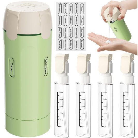 4-in-1 Refillable Travel Dispenser Set – Leak-Proof Portable Toiletry Bottles for Shampoo, Conditioner & More Avelisse