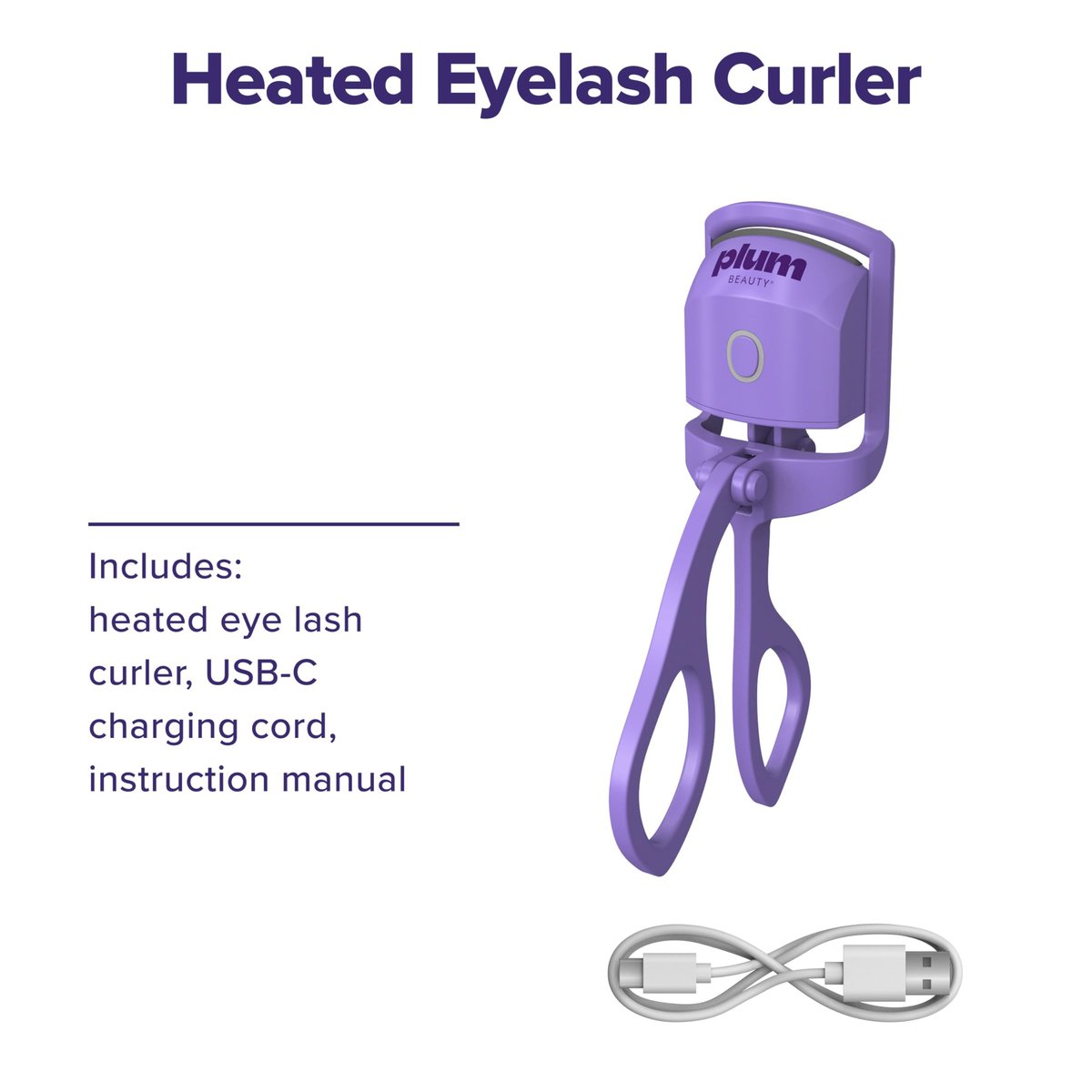 Plum Beauty Lash Lift Off Heated Eyelash Curler – USB-C Rechargeable Electric Lash Curler with 2 Temperature Settings – Long-Lasting, No-Pinch Lash Lift for Effortless, Wide-Awake Eyes - görsel 9