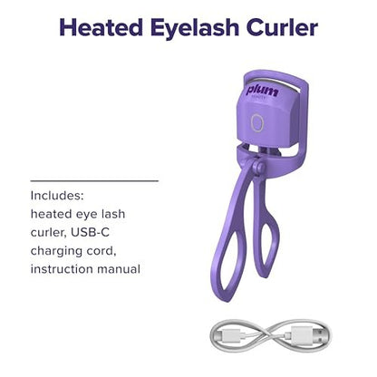 Plum Beauty Lash Lift Off Heated Eyelash Curler – USB-C Rechargeable Electric Lash Curler with 2 Temperature Settings – Long-Lasting, No-Pinch Lash Lift for Effortless, Wide-Awake Eyes