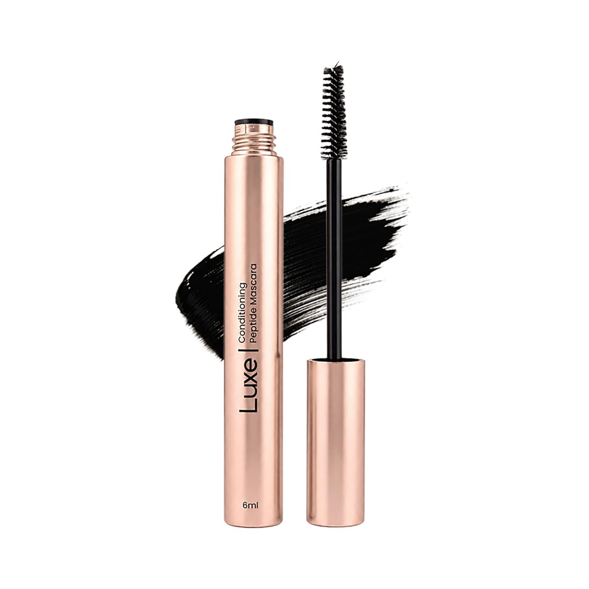 Luxe Cosmetics Waterproof Conditioning Peptide Mascara – Buildable Volume & Length, Long-Lasting Smudge-Proof Black, Lash Extension Friendly Avelisse
