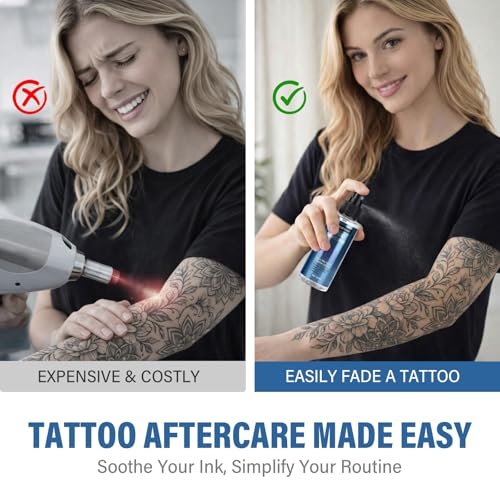 EXVITAMIN Tattoo Remover Spray - Safe & Effective Fading Spray for Old & Unwanted Tattoos, Natural Strength Formula, Supports Skin Recovery, for Men & Women, 4 Fl Oz Avelisse