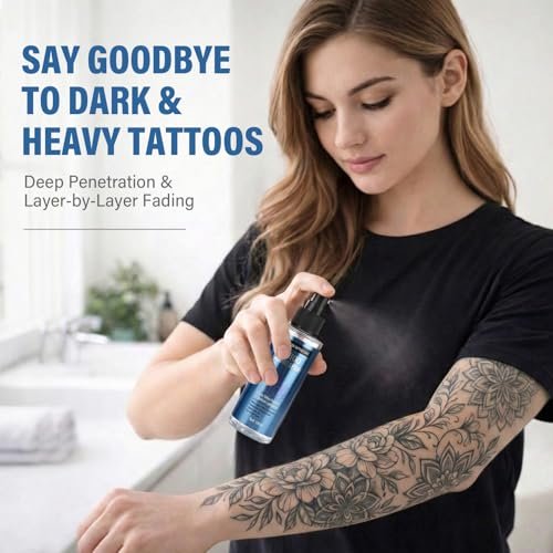 EXVITAMIN Tattoo Remover Spray - Safe & Effective Fading Spray for Old & Unwanted Tattoos, Natural Strength Formula, Supports Skin Recovery, for Men & Women, 4 Fl Oz Avelisse