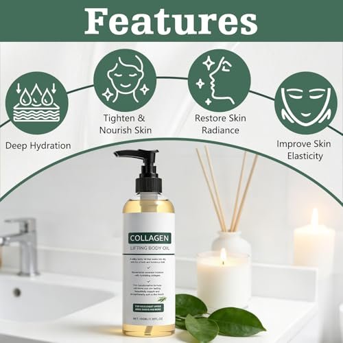Hydrating Collagen Oil for Body & After Shower - 2 Pack, Collagen Lifting Body Oil, Lightweight Non-Greasy Moisturizer for Women & Men, 3.38 Fl Oz Each Avelisse