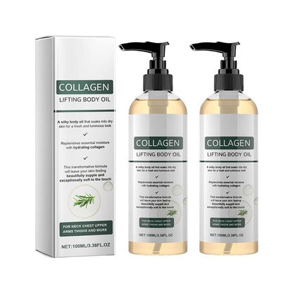 Hydrating Collagen Oil for Body & After Shower - 2 Pack, Collagen Lifting Body Oil, Lightweight Non-Greasy Moisturizer for Women & Men, 3.38 Fl Oz Each Avelisse